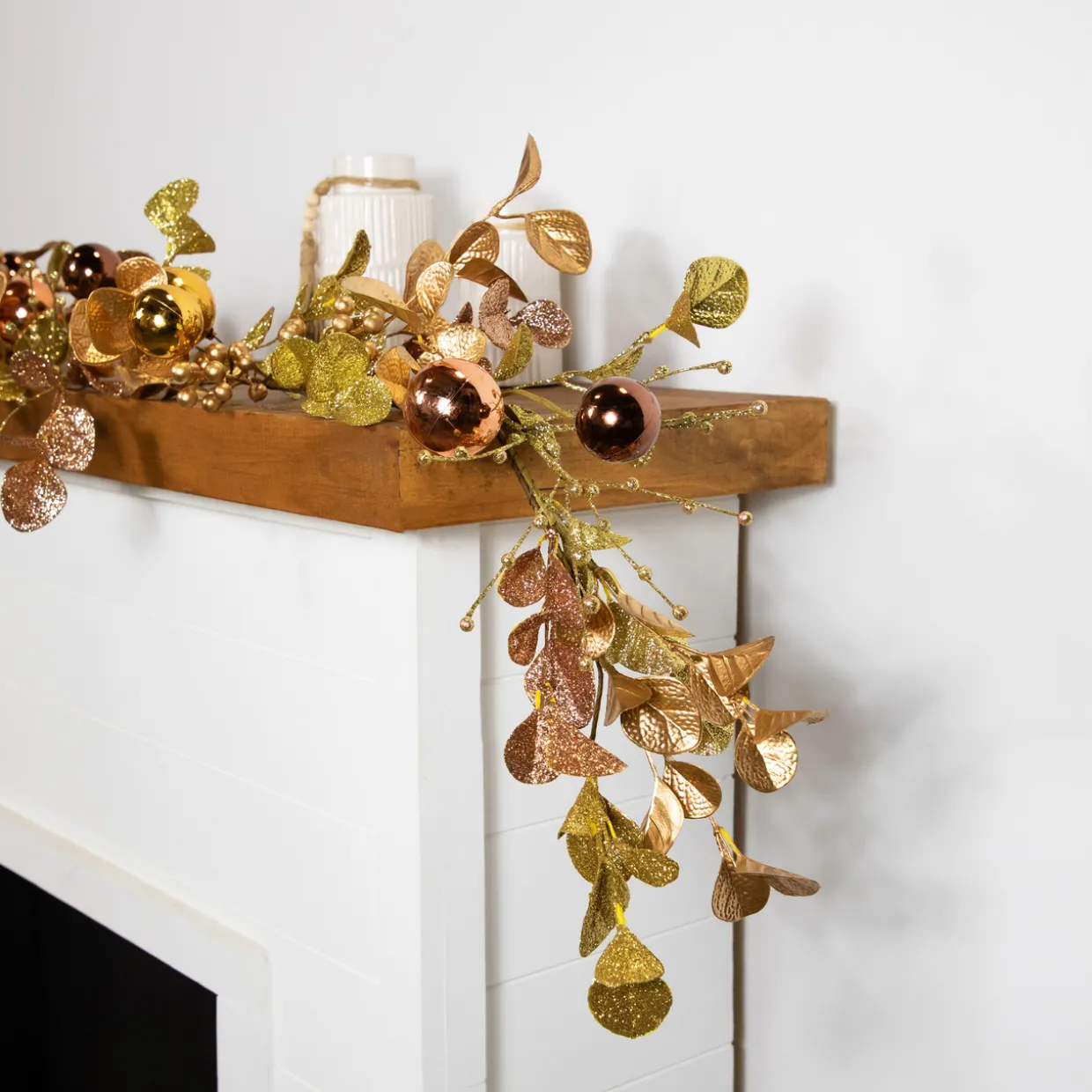 Ball Ornaments Glittered Christmas Garland - 5' x 10" - Gold and Copper Tone