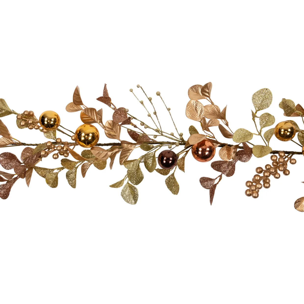 Ball Ornaments Glittered Christmas Garland - 5' x 10" - Gold and Copper Tone