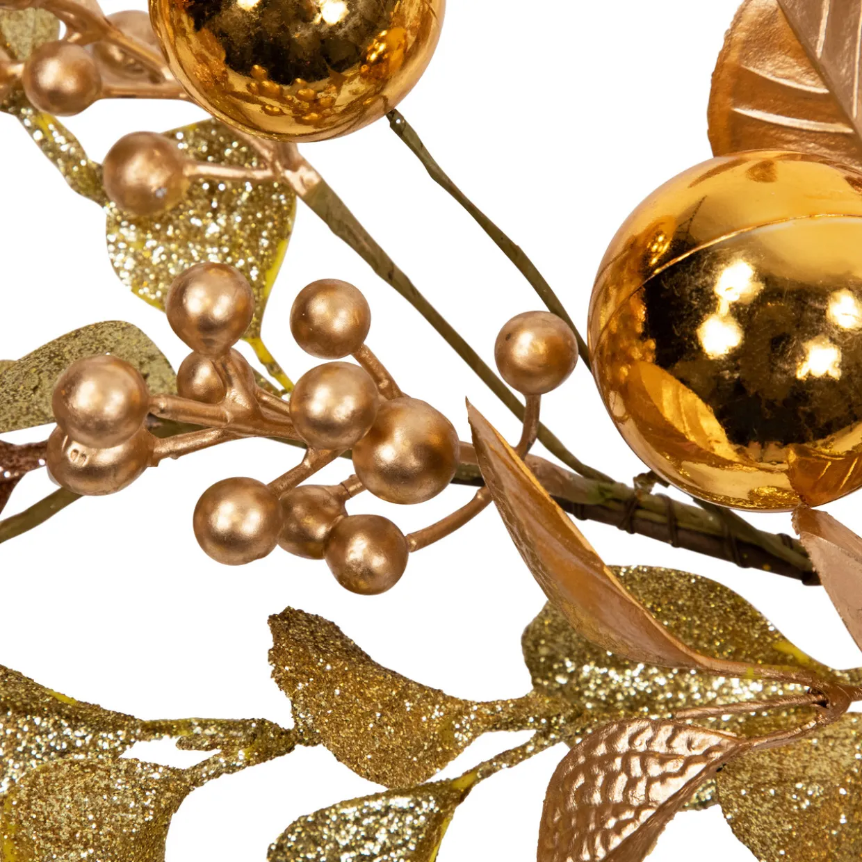 Ball Ornaments Glittered Christmas Garland - 5' x 10" - Gold and Copper Tone