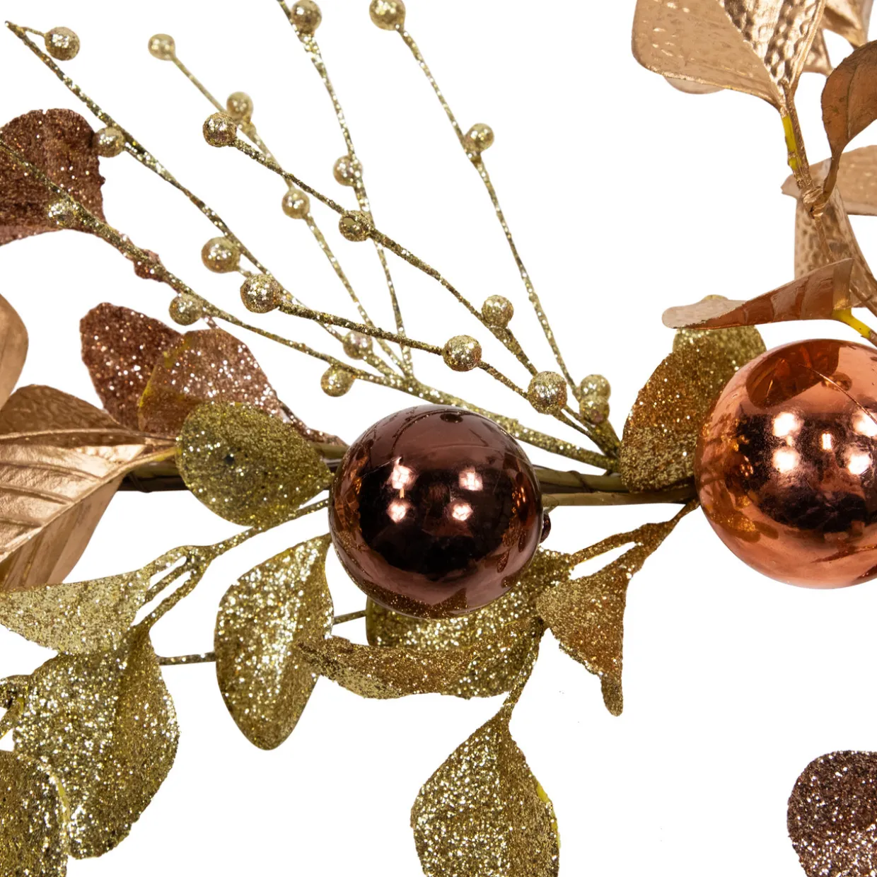 Ball Ornaments Glittered Christmas Garland - 5' x 10" - Gold and Copper Tone