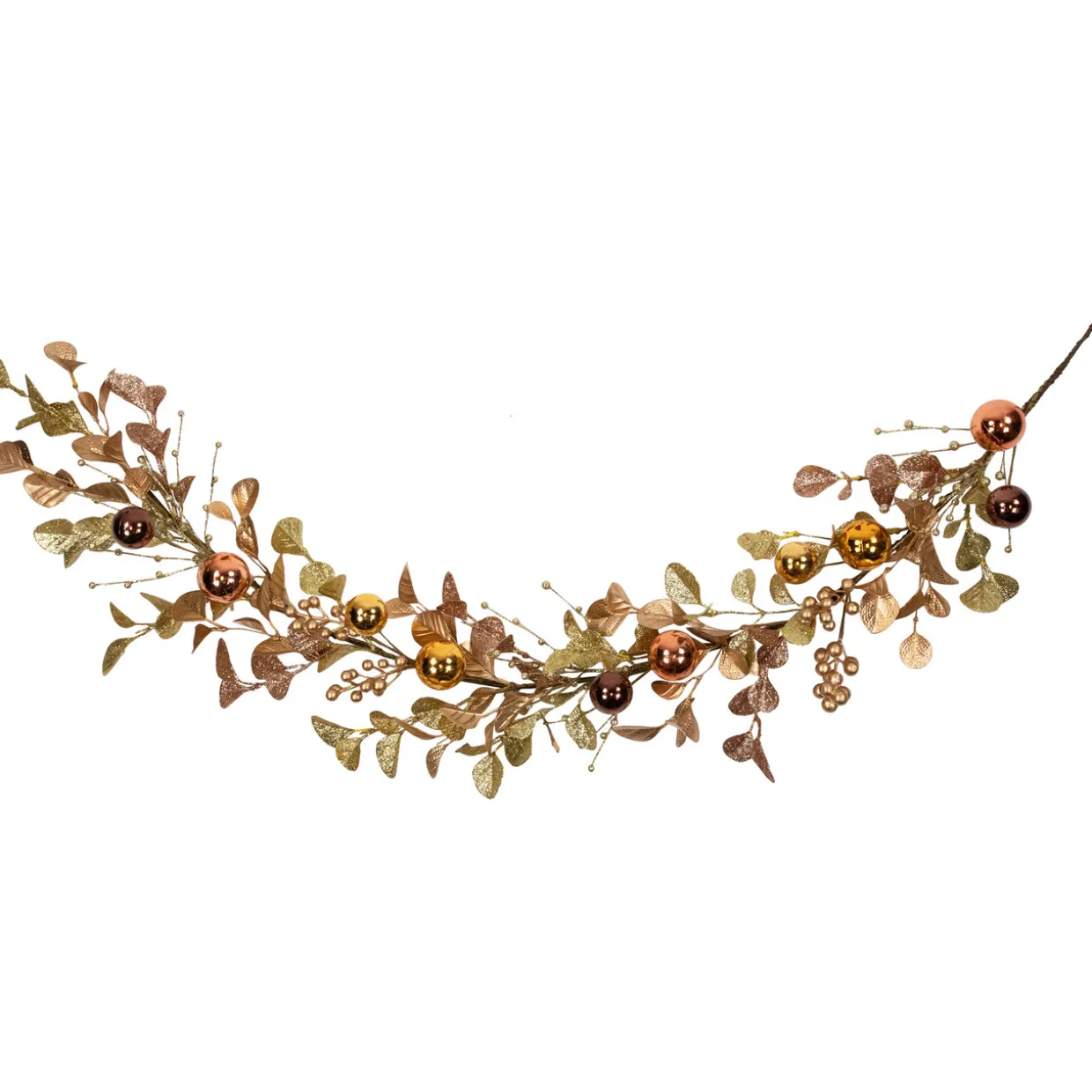 Ball Ornaments Glittered Christmas Garland - 5' x 10" - Gold and Copper Tone