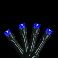 Battery Operated LED Christmas Lights - Blue - 9.5' Green Wire - 20ct