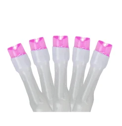 Battery Operated LED Christmas Lights - Pink - 9.5' White Wire - 20ct