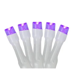 Battery Operated LED Christmas Lights - Purple - 9.5' White Wire - 20ct