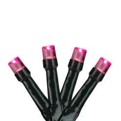 Battery Operated LED Christmas Lights - Pink - 9.5' Black Wire - 20ct