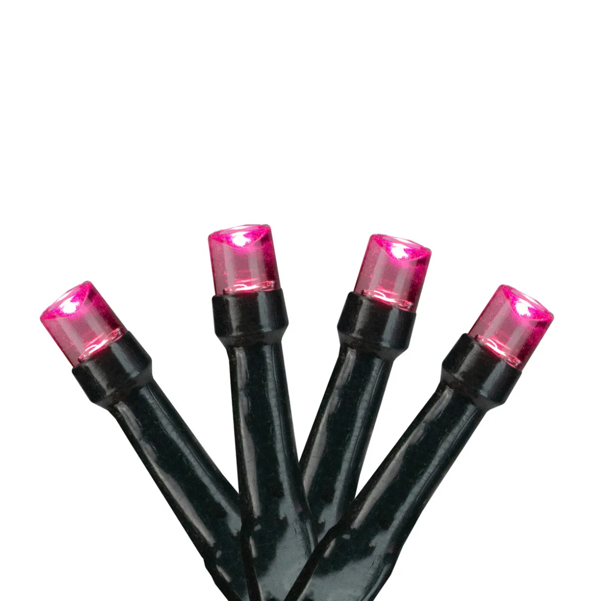 Battery Operated LED Christmas Lights - Pink - 9.5' Black Wire - 20ct
