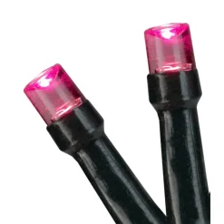 Battery Operated LED Christmas Lights - Pink - 9.5' Black Wire - 20ct