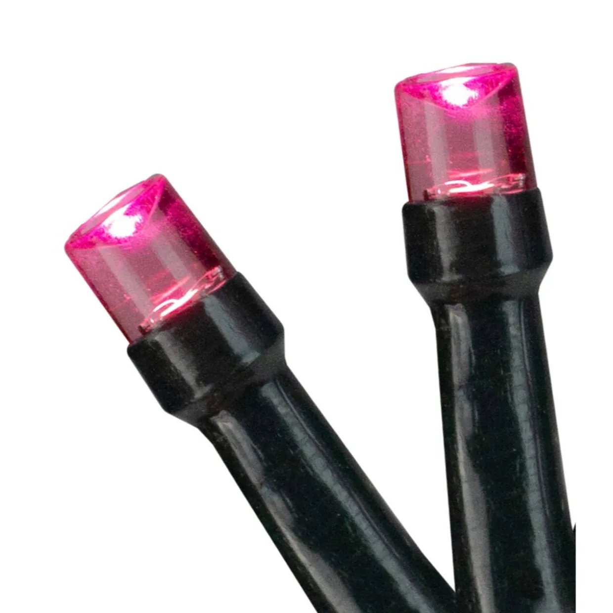 Battery Operated LED Christmas Lights - Pink - 9.5' Black Wire - 20ct
