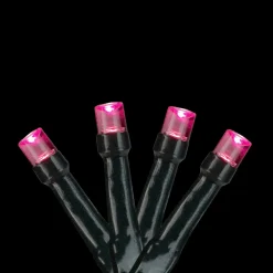 Battery Operated LED Christmas Lights - Pink - 9.5' Black Wire - 20ct