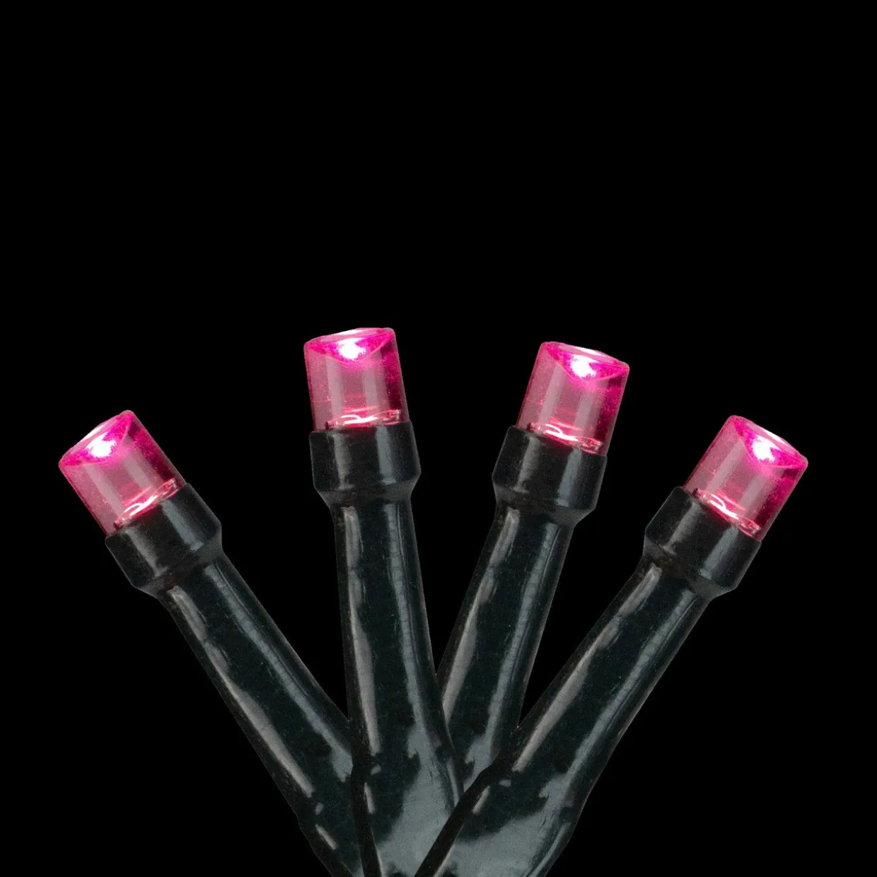 Battery Operated LED Christmas Lights - Pink - 9.5' Black Wire - 20ct