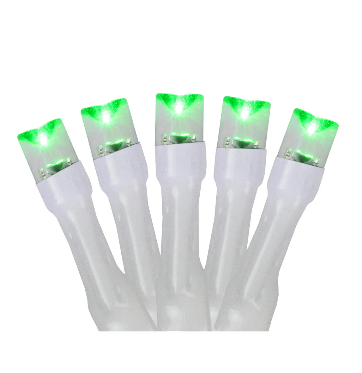 Battery Operated LED Christmas Lights - Green - 9.5' White Wire - 20ct