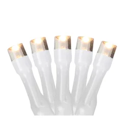 Battery Operated LED Christmas Lights - Warm White - 9.5' White Wire - 20ct