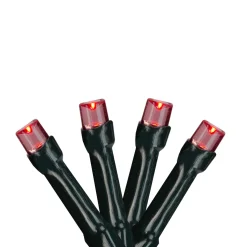 Battery Operated LED Christmas Lights - Red - 9.5' Green Wire - 20ct