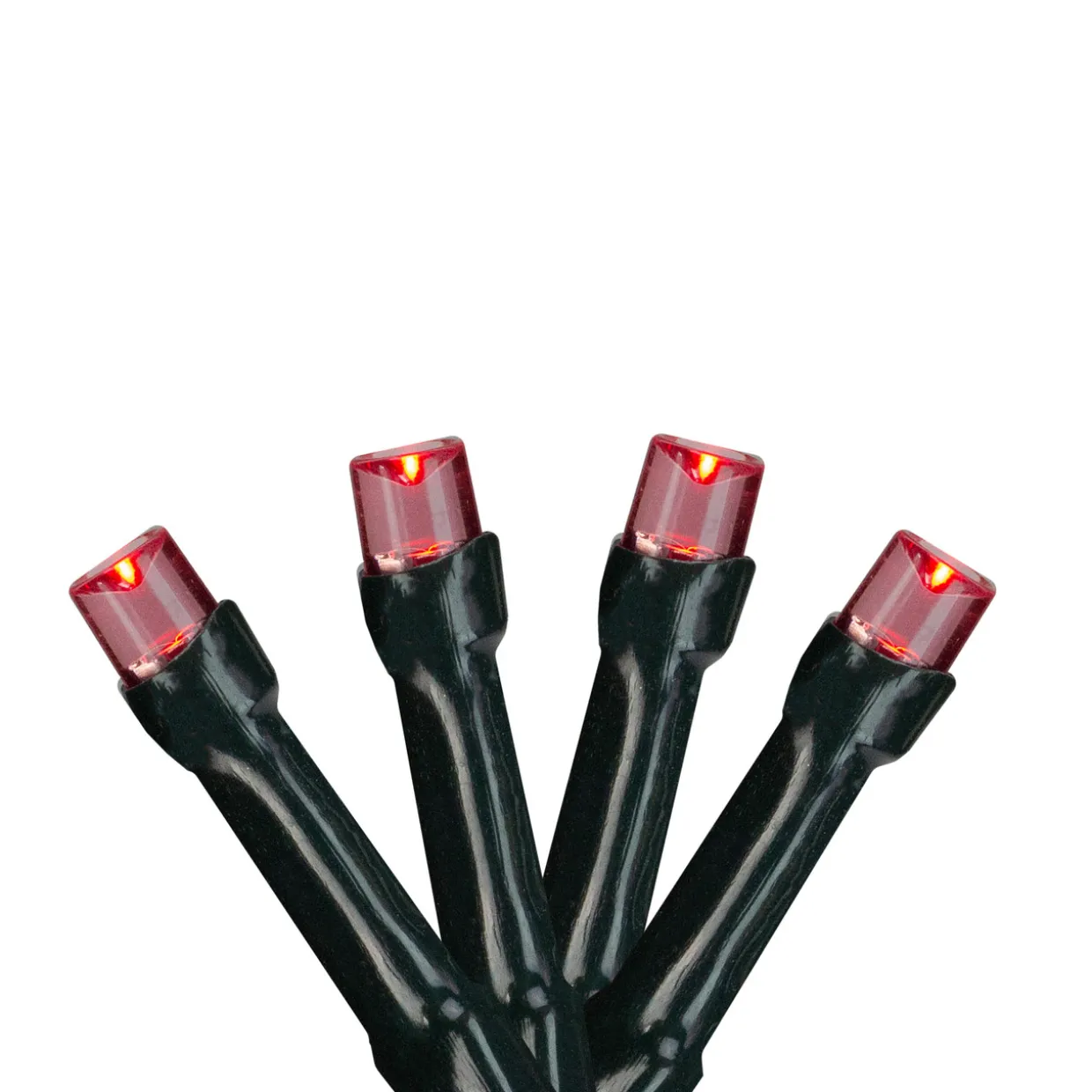 Battery Operated LED Christmas Lights - Red - 9.5' Green Wire - 20ct