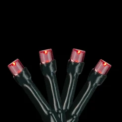 Battery Operated LED Christmas Lights - Red - 9.5' Green Wire - 20ct