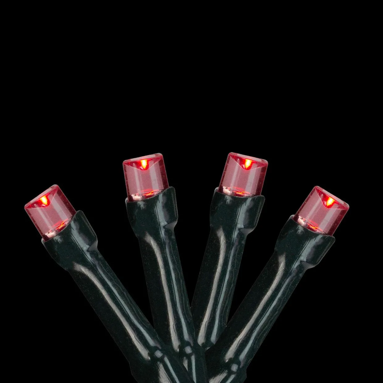 Battery Operated LED Christmas Lights - Red - 9.5' Green Wire - 20ct