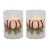 Battery Operated LED Glass Candles with Moving Flame, JOY - Set of 2