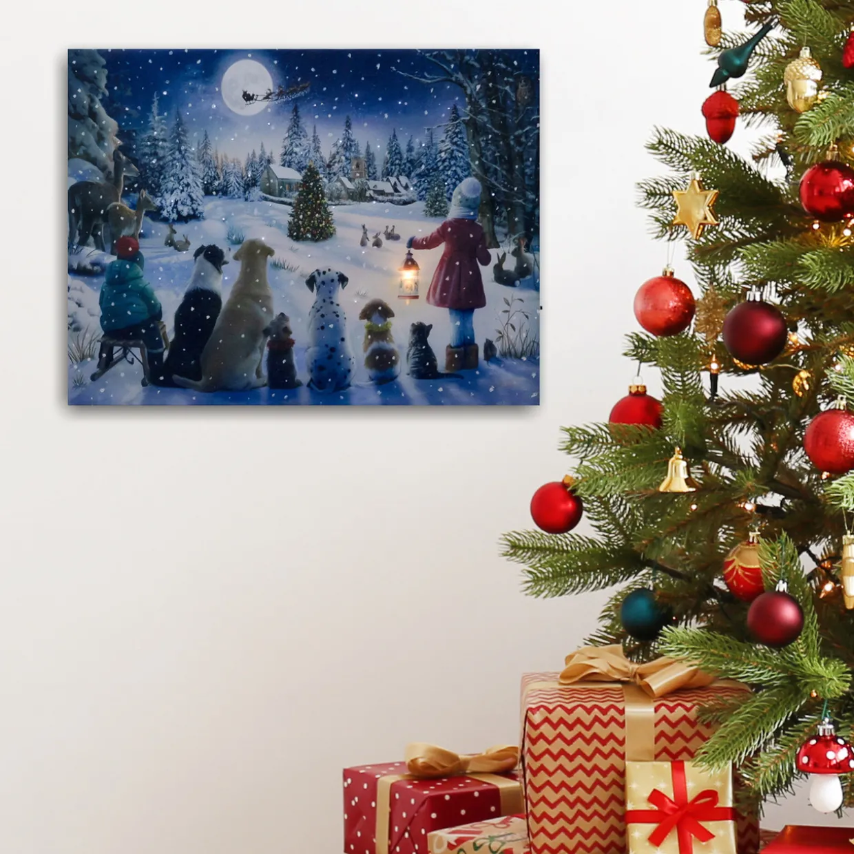 Battery Operated Lighted Wall Art - Holiday Gathering