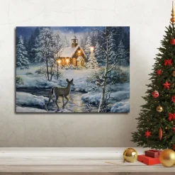 Battery Operated Lighted Wall Art - Winter Woods