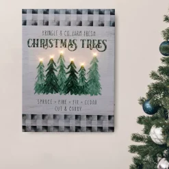 Battery Operated Lighted Wall Art - Holiday Tree Farm