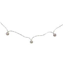 Battery Operated Metal Ball Christmas Lights - Warm White LED - 6.25' Clear Wire - 10ct