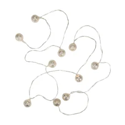 Battery Operated Metal Ball Christmas Lights - Warm White LED - 6.25' Clear Wire - 10ct