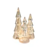 Battery Operated Silver Mercury Glass Trees - Set of 3
