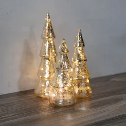 Battery Operated Silver Mercury Glass Trees - Set of 3