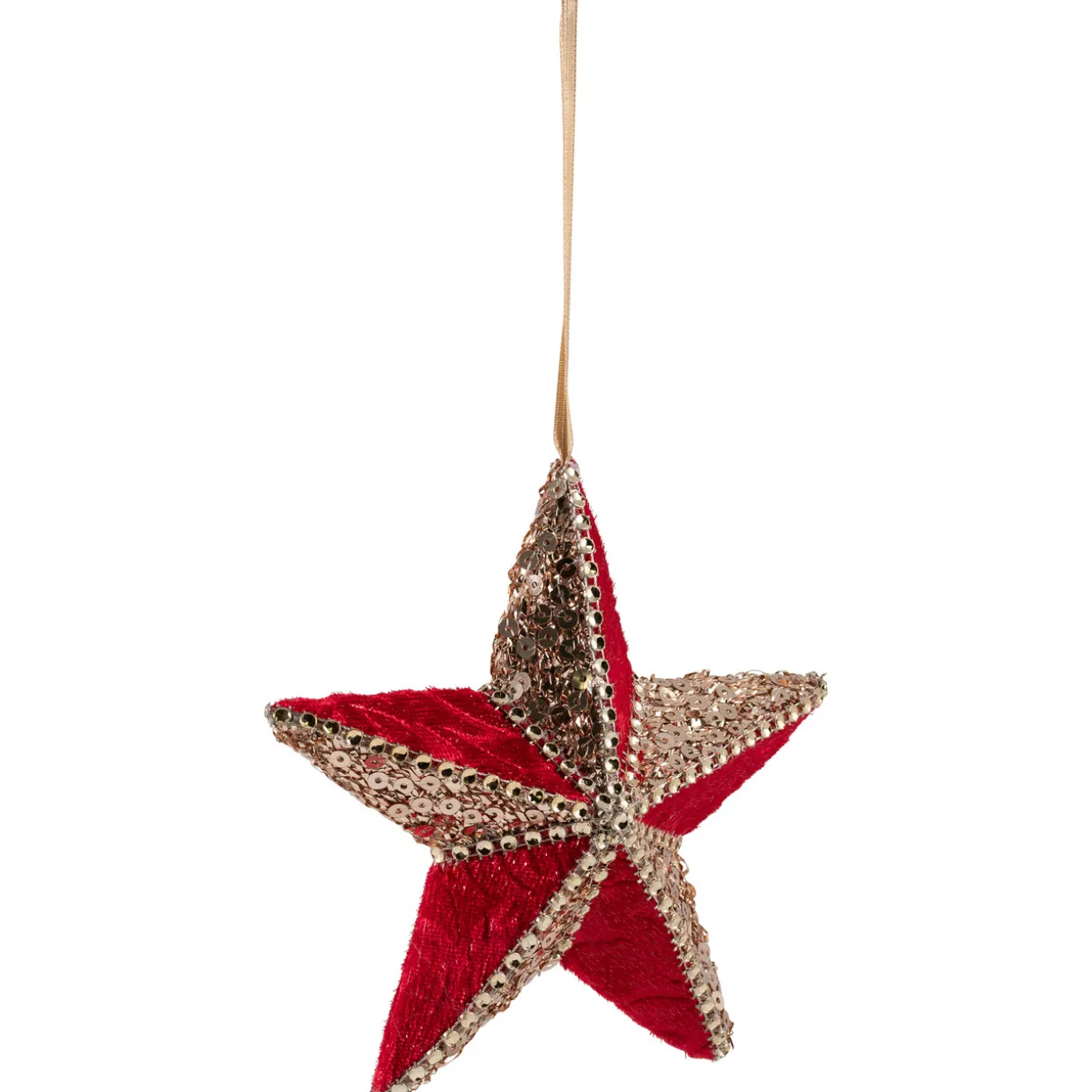 Beaded and Sequined 5-Point Star Christmas Ornament - 6" - Red