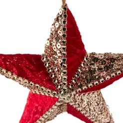 Beaded and Sequined 5-Point Star Christmas Ornament - 6