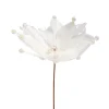 Beaded Feather Poinsettia Artificial Christmas Pick - 13.75" - White