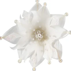 Beaded Feather Poinsettia Artificial Christmas Pick - 13.75