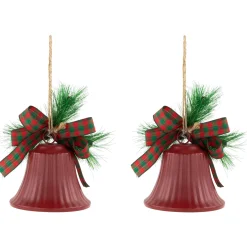 Bells with Pine Sprigs and Bow Christmas Ornaments- 7