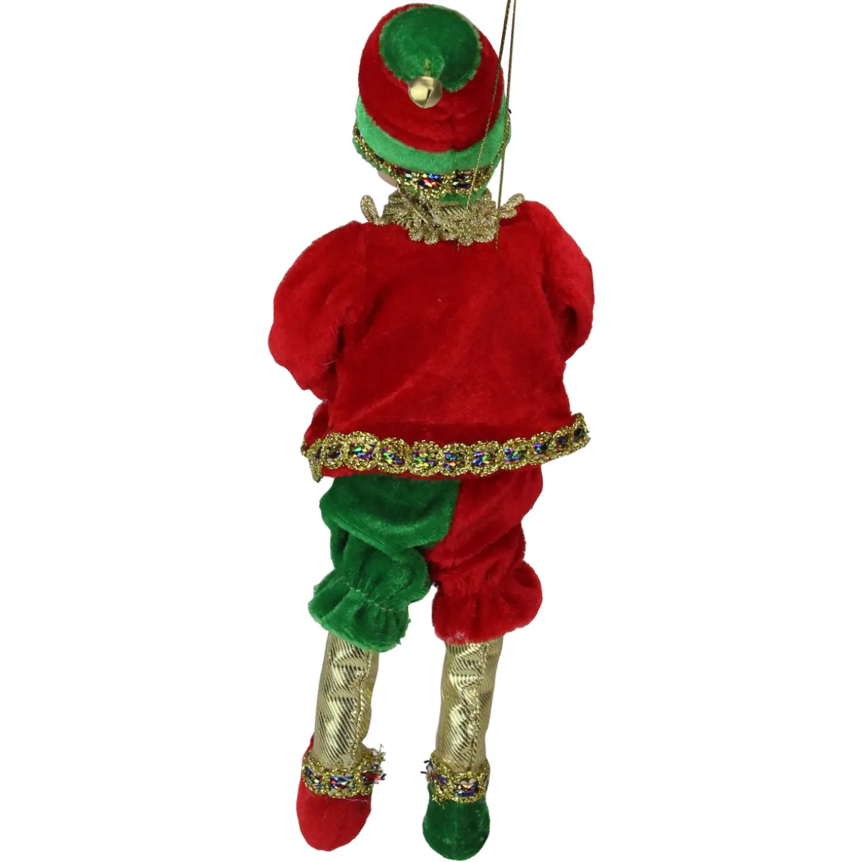 Bendable Elf in a Suit Hanging Christmas Ornament - 12" - Red and Green