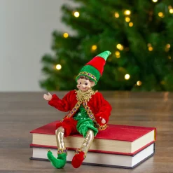 Bendable Elf in a Suit Hanging Christmas Ornament - 12