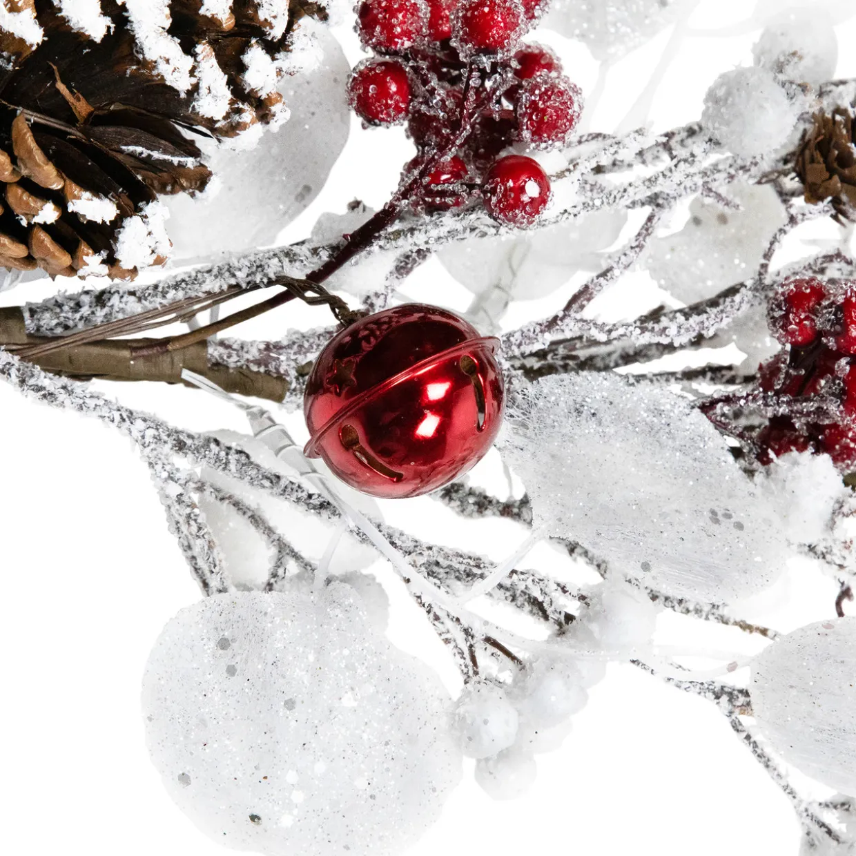 Berries and Snowflakes Artificial Christmas Garland - 6' x 8" - Red and White - Unlit