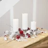 Berries and Snowflakes Christmas Pillar Candle Holder - 24" - Red and White