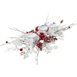 Berries and Snowflakes Christmas Pillar Candle Holder - 24