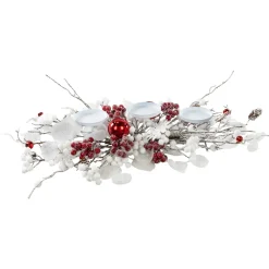 Berries and Snowflakes Christmas Pillar Candle Holder - 24