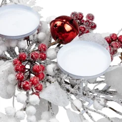 Berries and Snowflakes Christmas Pillar Candle Holder - 24