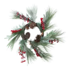 Berries with Pine Cones and Pine Sprigs Artificial Christmas Wreath - 32-Inch, Unlit