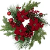 Berry and Poinsettia Artificial Christmas Wreath - 22" - Unlit