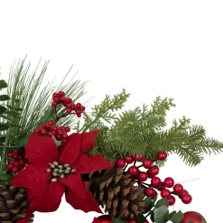Berry and Poinsettia Artificial Christmas Wreath - 22