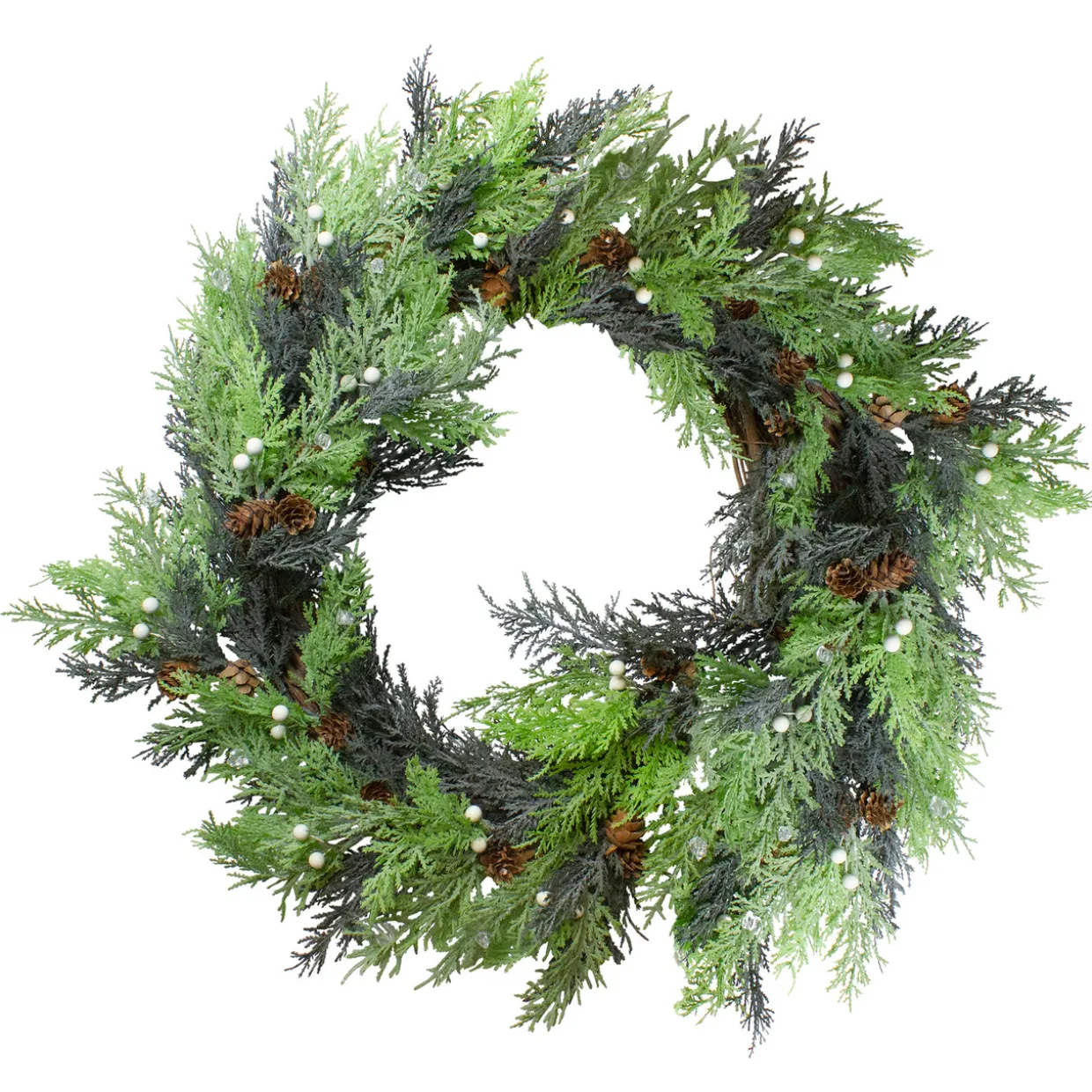 Berry, Cedar and Pine Cone Artificial Christmas Wreath - 24-Inch, Unlit