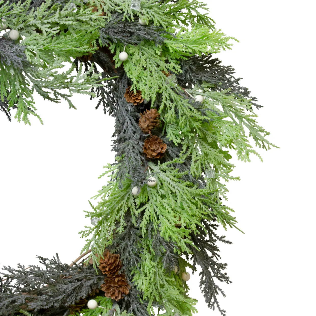 Berry, Cedar and Pine Cone Artificial Christmas Wreath - 24-Inch, Unlit