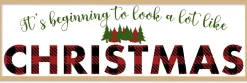 Big It's beginning to look A Lot Like Christmas 9.5" x 28.5" Framed Christmas Wall Decor Sign Poster in a Natural Wooden Frame with UV Acrylic