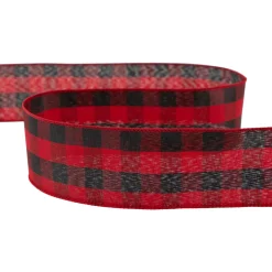 Black and Red Check Plaid Wired Craft Christmas Ribbon 2.5