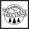 Black and White Christmas Tree Farm 15.5" x 15.5" Framed Christmas Wall Decor Sign Poster in a Black Wooden Frame with UV Acrylic and Hangers