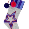 Blue & Purple Knit Star Christmas Stocking
