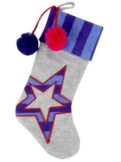Blue & Purple Knit Star Christmas Stocking